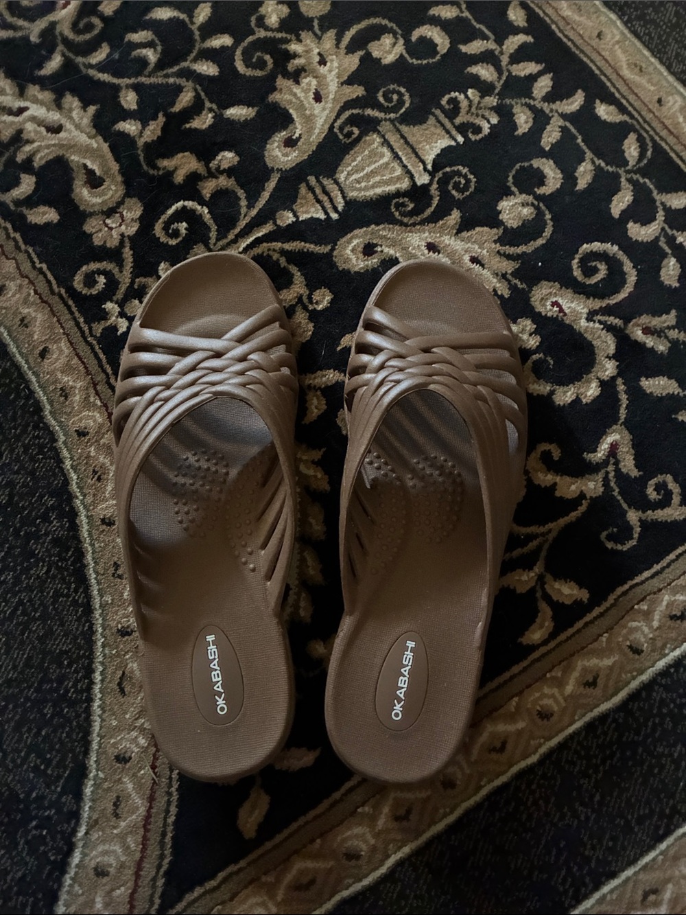 Okabashi Tan Slip-On Woven-Style Slides, Size: ML (8-9)